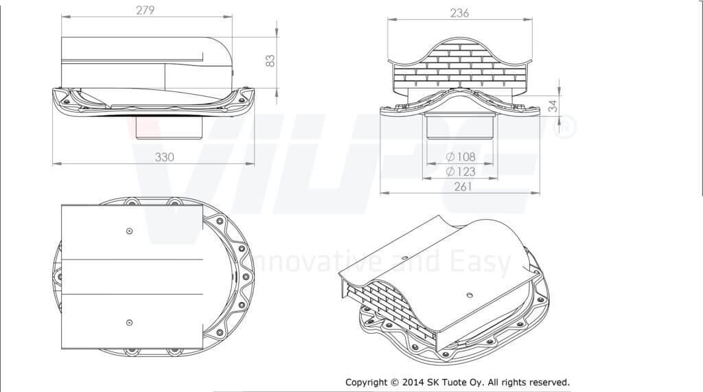 75274 Кровельный вентиль б/адаптера MUOTOKATE -KTV (коричневый) чертеж
