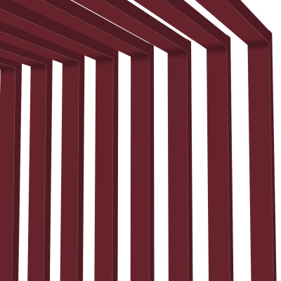 Декоративная рейка металлическая RAL3005 Красное Вино на стенах и потолке в сборе