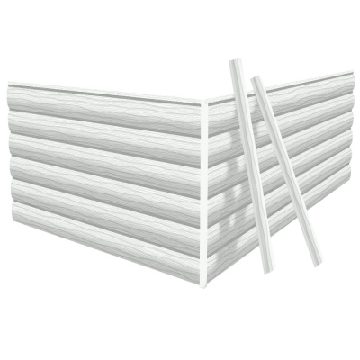 Фото сайдинга металлического (металлосайдинга) царьсайдинга Бревно Рубленое 4Д RAL9003 Белый для фасада дома