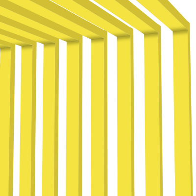 Декоративная рейка металлическая RAL1018 Желтый на стенах и потолке в сборе