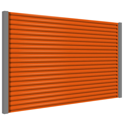 Секция забора жалюзи из ламелей еврожалюзи RAL2004 Оранжевый Апельсин с металлическими столбами